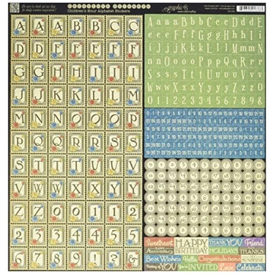 Image of Graphic 45 Children&#039;s Hour Cardstock Stickers x 12 inch Alphabet, Acrylic, Multicolour, 0.02x30.48x31.75 cm