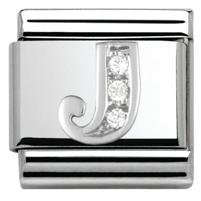 Image of Nomination Silver Cubic Zirconia Letter Charm J