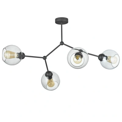 Image of TK Lighting Fairy 1 bulb ceiling light grey clear/black
