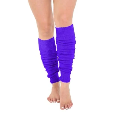 Image of Crazy Chick® Deluxe Luxurious Ladies 80&#039;s Plain Ribbed Leg Warmers Legwarmers 12 Color TU (Purple)