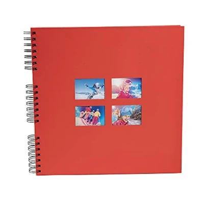Image of Exacompta Ref 15121E MILANO Spiralbound Photo Album (60 Pages) 32 x 32cmin Size, Holds 360 Photos, 250gsm Black Card Pages, FSC Certified Red Paper Cover