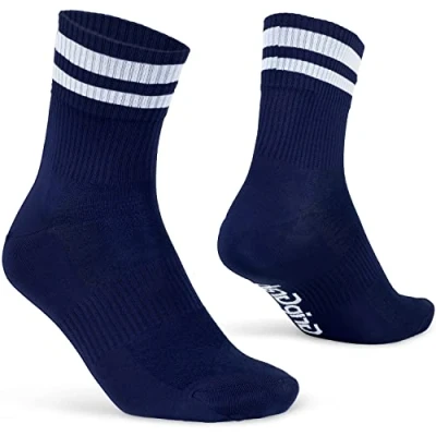 Image of GripGrab Original Stripes 70s Retro Crew Style Summer Cycling Tube Socks Breathable Coolmax Performance Bicycle Sports