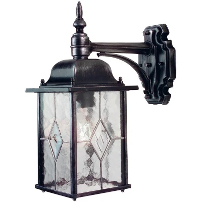 Image of Wexford 1 Light Outdoor Wall Lantern Black Silver IP43, E27