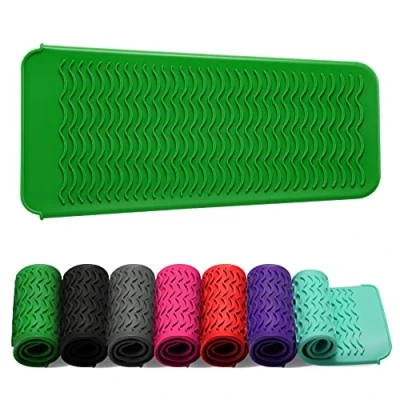 Image of ZAXOP Resistant Silicone Mat Pouch for Flat Iron, Curling Iron,Hot Hair Tools.(Green)