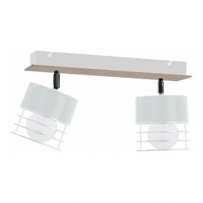 Image of Casa Twin Ceiling Spotlight White, Wood, 50cm, 2x E27