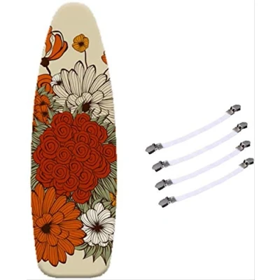Image of wj1 Ironing Board Cover, Adjustable Covers, Cover Extra Large, 100% Cotton, Thicken Felt Padding, With 4 Clips, 145 x 55 cm, XL