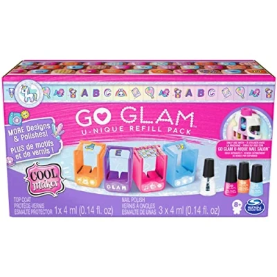 Image of Cool MAKER GO Glam U Nique Nail Salon Refills of 4 Pattern Cartridges and 3 Polish for Manicure Pedicure Machine Fun Easy 6062702 Children&#039;s Toy 8+