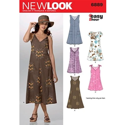 Image of New Look Sewing Pattern 6889: Misses Dresses, Size A, Paper, White, A (8 10 12 14 16 18)