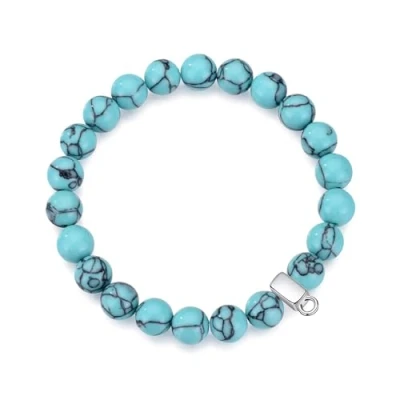 Image of Philip Jones Synthetic Turquoise Gemstone Charm Stretch Bracelet