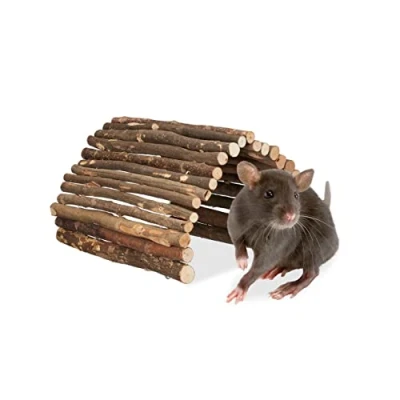 Image of Relaxdays Rodent Bridge, 40 x 65 cm, Cage Accessories Rabbit &amp; Guinea Pig, Bendable, Natural Wood
