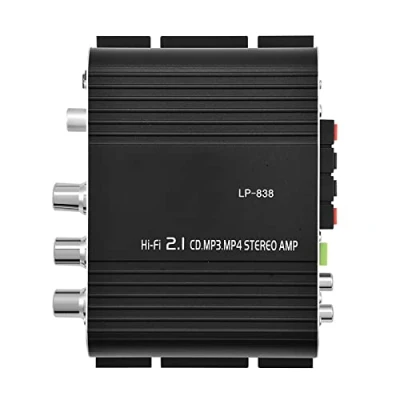Image of ASHATA Power Amplifier Stereo Amplifier,Mini HiFi 2.1 Bass Auto Car Home Audio Amplifier,Digital Amp With RCA &amp; 3.5mm Input,for Mobile Phones,DVD Players,Computers,MP3/MP4(Black)