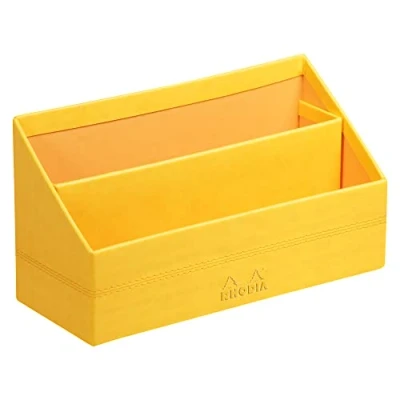 Image of RHODIA 318946C Daffodil Mail Holder 25x10x14 cm Orange Saddle Stitching Faux Leather Exterior Rhodiarama Home Office Collection Organization &amp; Designer Storage