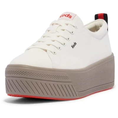 Image of Keds Women&#039;s Skyler Lace Up Sneaker, White Heavy Twill, 7.5 UK