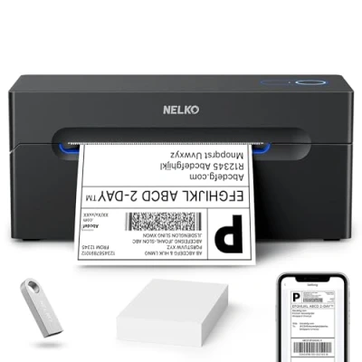 Image of Nelko Bluetooth Thermal Label Printer, Wireless 4x6 Shipping Printer for Small Business, Support Android, iPhone and Windows, Widely Used Amazon, Ebay, Shopify, Etsy, USPS