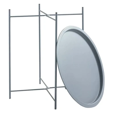 Image of Trendi® Round/Metal Folding/Side Table Tray Top Light/Portable/Coffee/Night Stand (Grey)