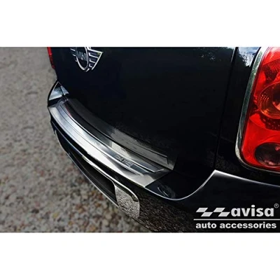 Image of Avisa Stainless Steel Rear bumper protector compatible with Mini Countryman R60 2010 2014 &#039;British Flag&#039;, Silver