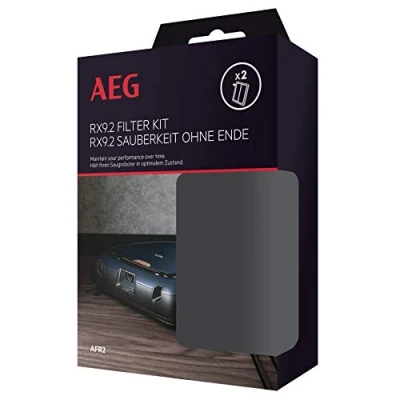 Image of AEG AFR2 Filter Set for RX9 2, Twin Pack, 2 Washable XXL Filters, Optimal Filtration, Easy Cleaning, Regular Filter, Catches Pollen and Allergens, Perfect Fit, Black/White