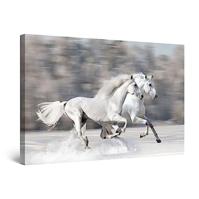 Image of Startonight Canvas Wall Art Horses Running Fast, Animals Framed 80 x 120 CM