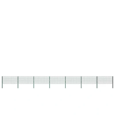 Image of vidaXL Fence Panel with Posts Iron 11.9x0.8 m Green