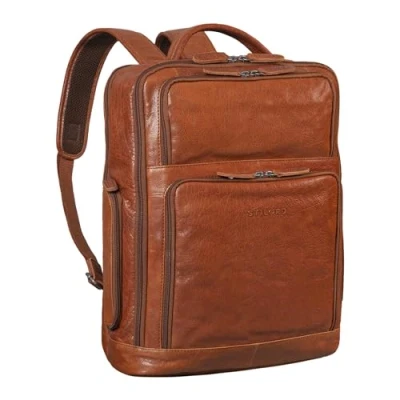 Image of STILORD &#039;Jayden&#039; Genuine Leather Business Backpack for Men Large Vintage Laptop 15 Inch, A4 Daypack Work, University, Travel, and Everyday Use, Colour:maraska Brown