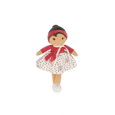 Image of Kaloo Tendresse My 1st Fabric Doll Emilie 25 cm Rag Micro Velvet Skirt &amp; Red Wrap Pretty Gift Box Customizable Ribbon From Birth, K200015