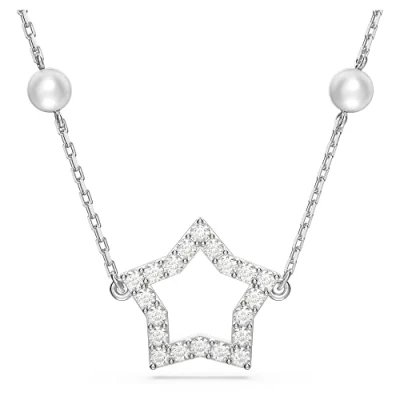 Image of Swarovski Stella Star Necklace, White Pavé Crystals in a Rhodium Plated Setting, from the Collection