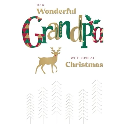 Image of to A Wonderful Grandpa Festive Joy Reindeer Christmas Greeting Card XFCS001