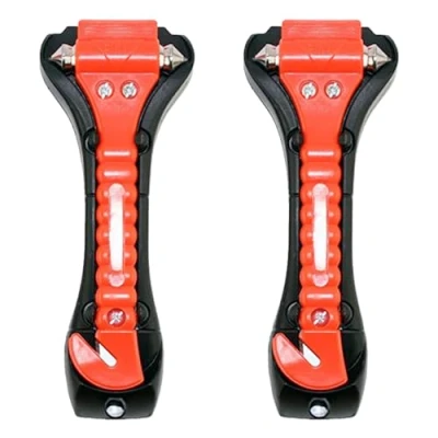 Image of MFEIANQI 2 Pack Car Safety Hammer with Sharp Seat Belt Cutter Window Breaker &amp; Seatbelt Emergency for Break Glass Ease