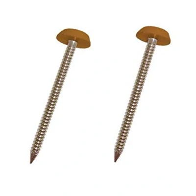 Image of HomeSmart 50 Pack 30mm Oak/Tan UPVC Poly Top Pins Nails UV Resistant Stainless Steel Plastic Headed Polypins for Durable and Weatherproof Fixing of Soffits, Fascias, Roofline Trims