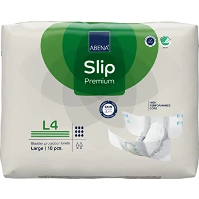 Image of ABENA Slip Premium All In One Incontinence Pads For Men &amp; Women, Eco Labelled Womens, Mens, Large 4, 100 150cm Waist, 4000ml Absorbency, 4x 18PK, White