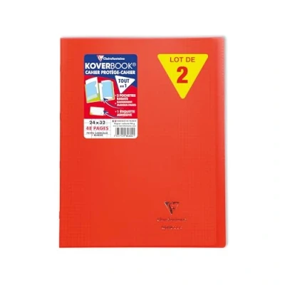 Image of Clairefontaine Ref 984604C Koverbook Side Stapled Notebook (24 Sheets) A4+ in Size, Square Ruling, Polypro Cover, 90gsm Brushed Vellum Paper Red Cover