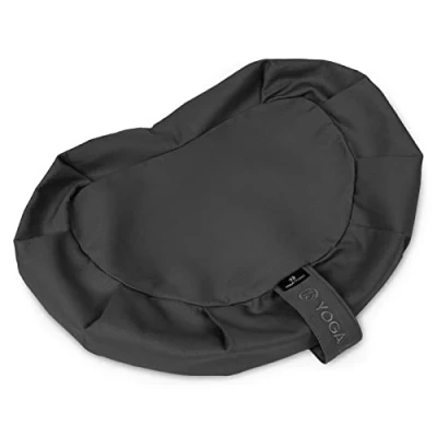 Image of Yoga Studio Spare EU Crescent Zafu Meditation Cushion Organic Cotton Removable Washable Cover Carry Handle (Grey)