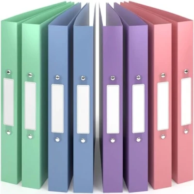 Image of ACROPAQ 8 x Ring Binder A4 Flexible Folder Files for 200 Pages, Binders with 2 Rings, Wind, Nature Colour Collection Binder, folders