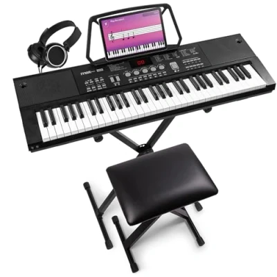 Image of MAX KB15 61 Key Electric Keyboard for Beginners Complete Music Package with Stand &amp; Stool, Ideal Electronic Kids, Children&#039;s 6 Month Lessons