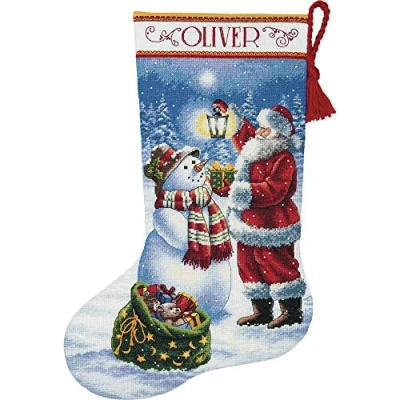 Image of Dimensions 70 08952 Gold Collection Holiday Glow Stocking Counted Cross Stitch Kit44; 16 in. Long 18 Count18