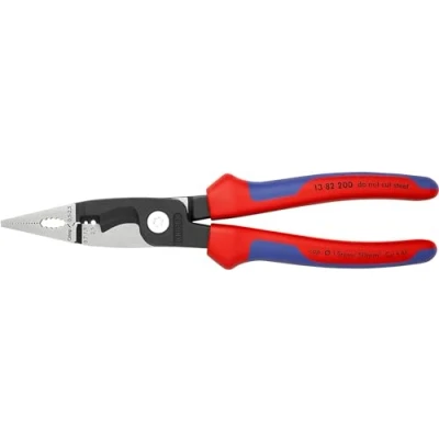 Image of Knipex Pliers for Electrical Installation black atramentized, with multi component grips 200 mm 13 82