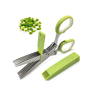 Image of seaNpem Herb Scissors Set with 5 Stainless Steel Blades, Multipurpose Cutting Shears for Chop, Mince &amp; Snip Herbs, Dishwasher Safe