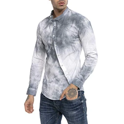 Image of RED BRIDGE Men&#039;s Vintage Asymmetric Long Sleeve Shirt Grey