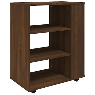 Image of vidaXL Rolling Cabinet Brown Oak Engineered Wood Side Storage Drawer