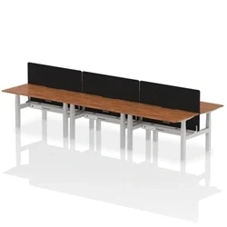 Image of Air B2B 1400x800 Adjustable 6P Bench Desk Scallop Walnut/Silver/Screen
