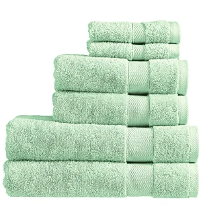 Image of Christy Refresh Bath Towel Set of 6 2 Hand Face Quick Dry Tonal and Stylish Soft Absorbent Bathroom Towels 100% Cotton 550GSM Machine Washable Cucumber Green