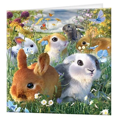 Image of 3D LiveLife Greeting Card Bunnies from Deluxebase. Lenticular Blank Cards with Envelopes. Cute Rabbit All Occasion featuring Original Artwork by David Penfound.