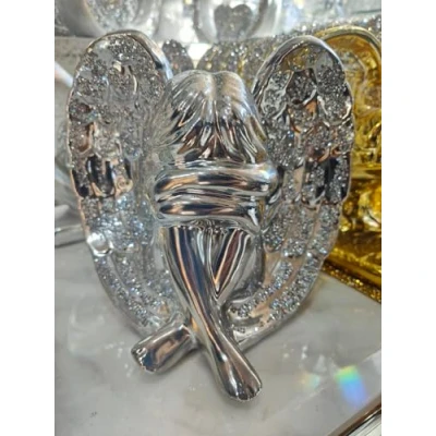 Image of Biznest Crushed Diamond Angel With Wings Ornament Shelf Sitter Bling