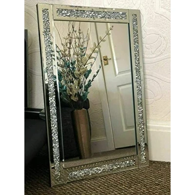 Image of Biznest Crushed Jewel Wall Mirror Loose Diamante Home Decor Gift 40x60Cm