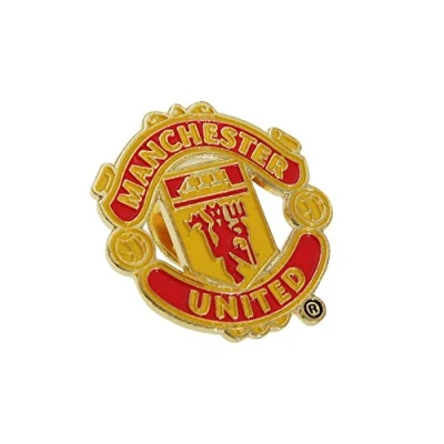 Image of Manchester United FC Official Metal Football Crest Pin Badge (One Size) (Red/Gold)