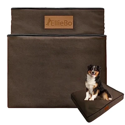 Image of Ellie Bo Medium Memory Foam Dog Bed Cover for 30 inch Cage/Crate Brown Waterproof