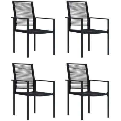 Image of vidaXL Garden Chairs 4 pcs PVC Rattan Black