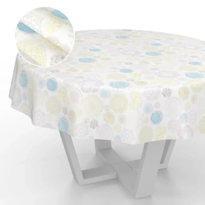 Image of ANRO Oilcloth Tablecloth Washable Garden Outdoor Indoor Round 140 cm Cut Edge Lace