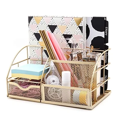 Image of EXERZ Desk Organiser/Mesh Tidy Caddy/Pencil Holder Multifunctional with 7 Compartments (Black)
