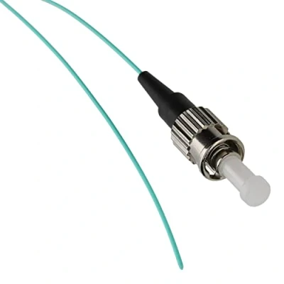Image of kenable OM3 Fibre Optic ST Pigtail Simplex MM 50 125 Splicing LSZH Cable 1m Aqua [1 metres]